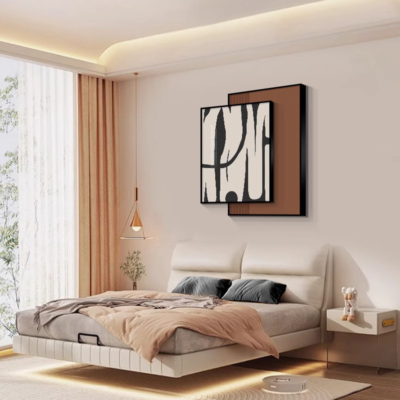 2025 New Accessible Luxury Modern Room Bedroom Decoration Painting Hotel Abstract Art Superimposed Master Bedroom Bedside Hanging Painting