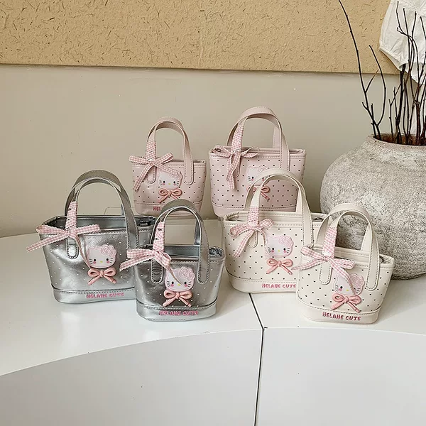 Children's Polka Dot Small Chanel-Style Handbag with Bow, Trendy and Versatile, Cute Crossbody Bag for Girls
