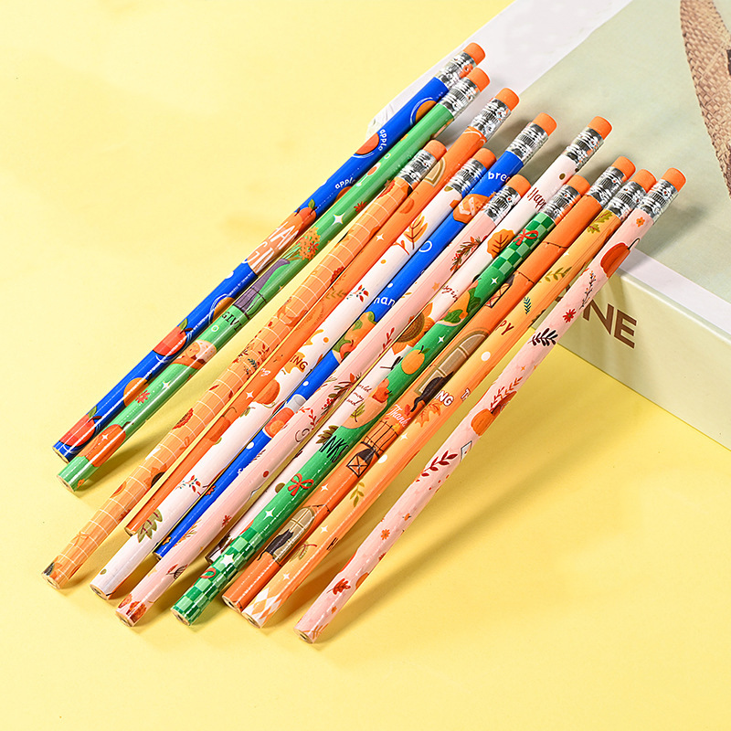 感恩节铅笔自带橡皮擦儿童礼物创意小学生卡通ins铅笔套装小礼品