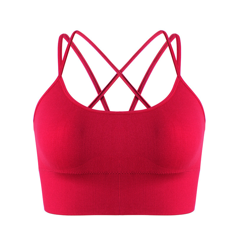 Europa y América Correa delgada Cruz espalda inalámbrica deportes sujetador rápido-secado a prueba de golpes fitness Plus tamaño yoga deportes ropa interior para mujeres