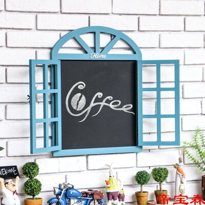 店鋪咖啡店牆面裝飾品黑板假窗背景牆壁挂牆飾挂件奶茶店留言板