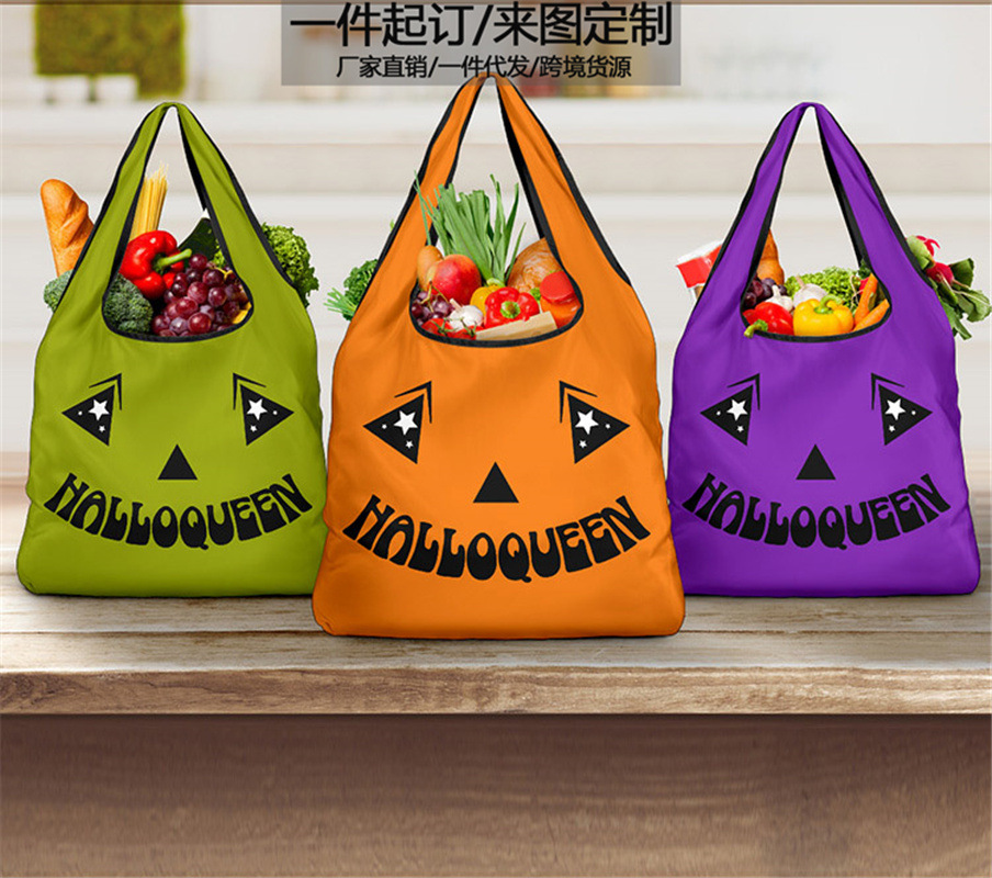 一件定 制大容量购物袋可折叠大号方包创意便携印花买菜收纳袋