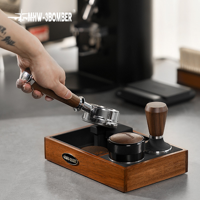 Mhw-3Bomber Coffee Knock Box and Tamper Platform, Coffee Handle Stand, Espresso Bar Powder Tamper Holder
