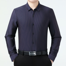 正品牌时尚羊绒衬衣男长袖冬季加绒保暖中年爸爸商务休闲百搭衬衣