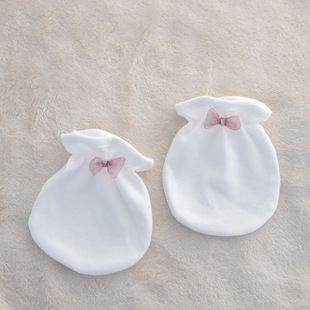 Baby Anti-scratch Cotton Gloves Baby Hanging Gloves Newborn Gloves Autumn and Winter New Bow Gloves