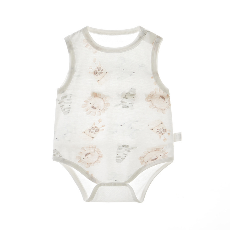 Baby's Wrap Fart Clothes Summer Thin Baby Clothes Children's Sleeveless Jacquard Jacquard Mesh Breathable Baby's Wrap Fart Clothes Summer Thin Baby Clothes Children's Sleeveless Jacquard Jacquard Mesh Breathable