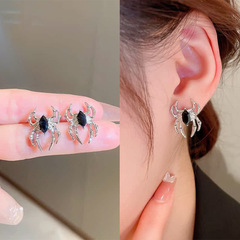 S925銀簡約蜘蛛誇張復古耳釘時尚個性輕奢耳環小眾設計高級感耳飾