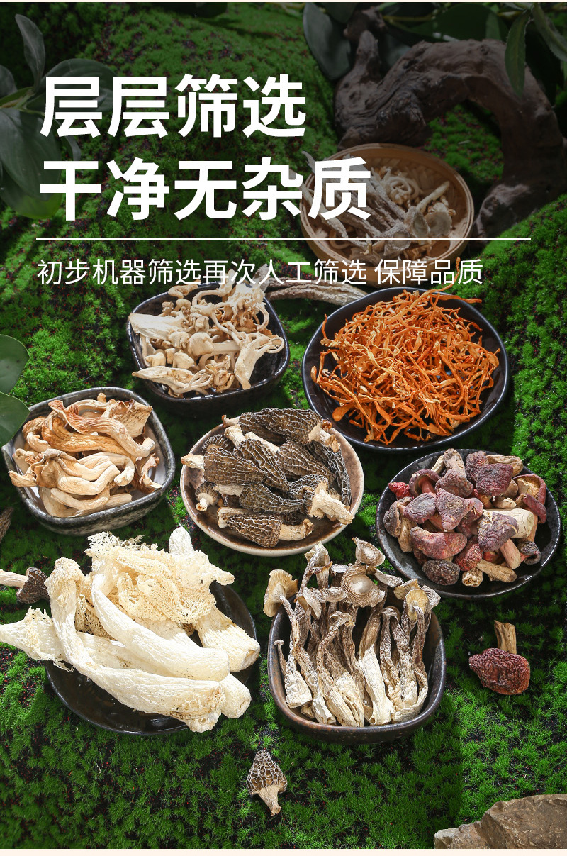 Yunnan Seven-Color Mushroom Soup Pack — Morel, Red Russula, Bamboo Fungus, Deer Antler Mushroom & Cordyceps Flower Dried Mushroom Soup Mix in use