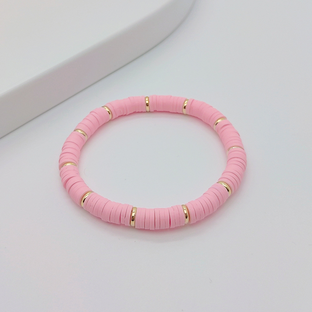 Ig Style Round Solid Color 18k Gold Plated Soft Clay Copper Wholesale Bracelets display picture 3