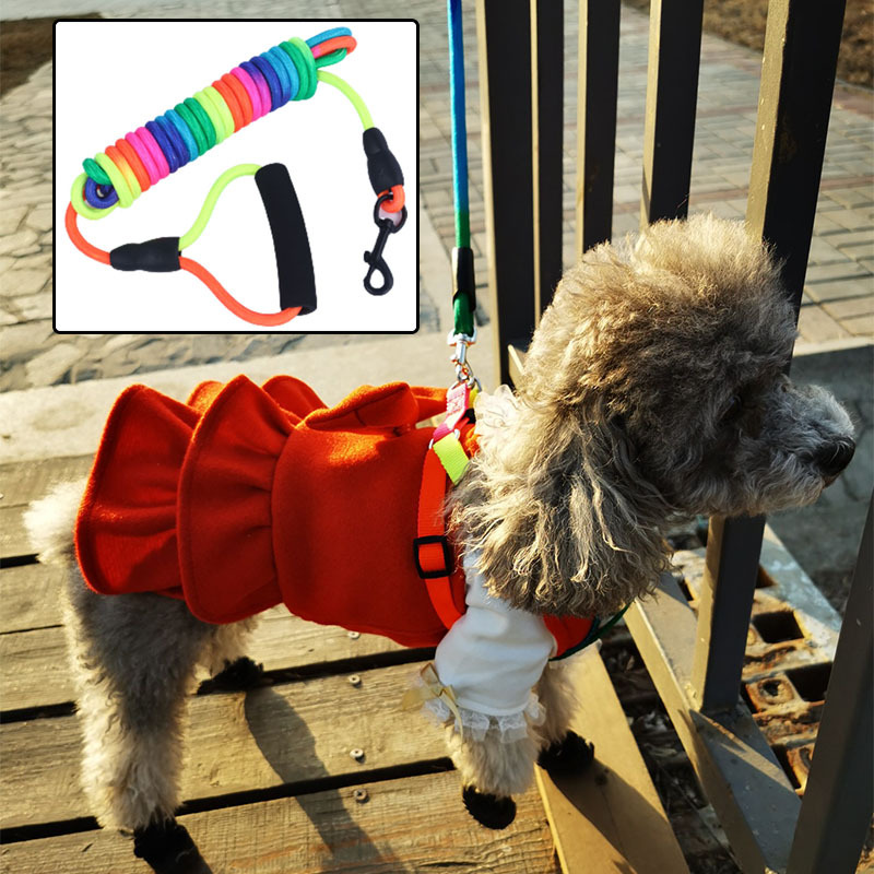 Correa para mascotas perro pequeño perro correa de perro Cadena de perro colorido nylon correa de perro gato viaje Correa anti-perdida