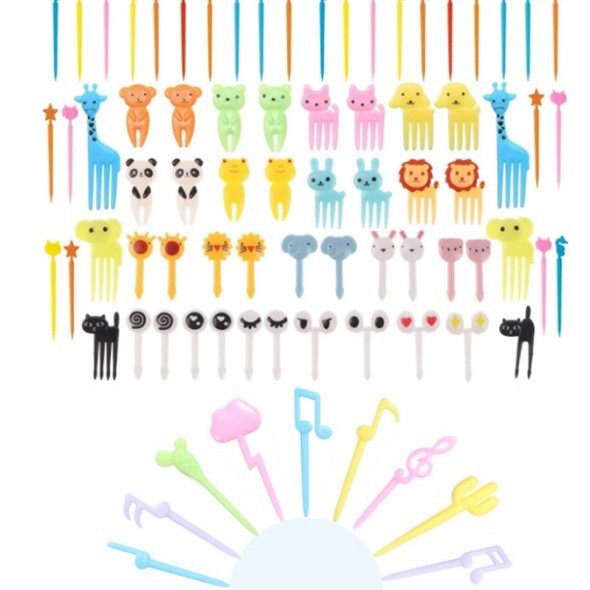 Uso doméstico Cartoon Tenedores para fruta para niños Creativo Animales para niños Set de palillos de plástico para fruta Palillos para fiambrera