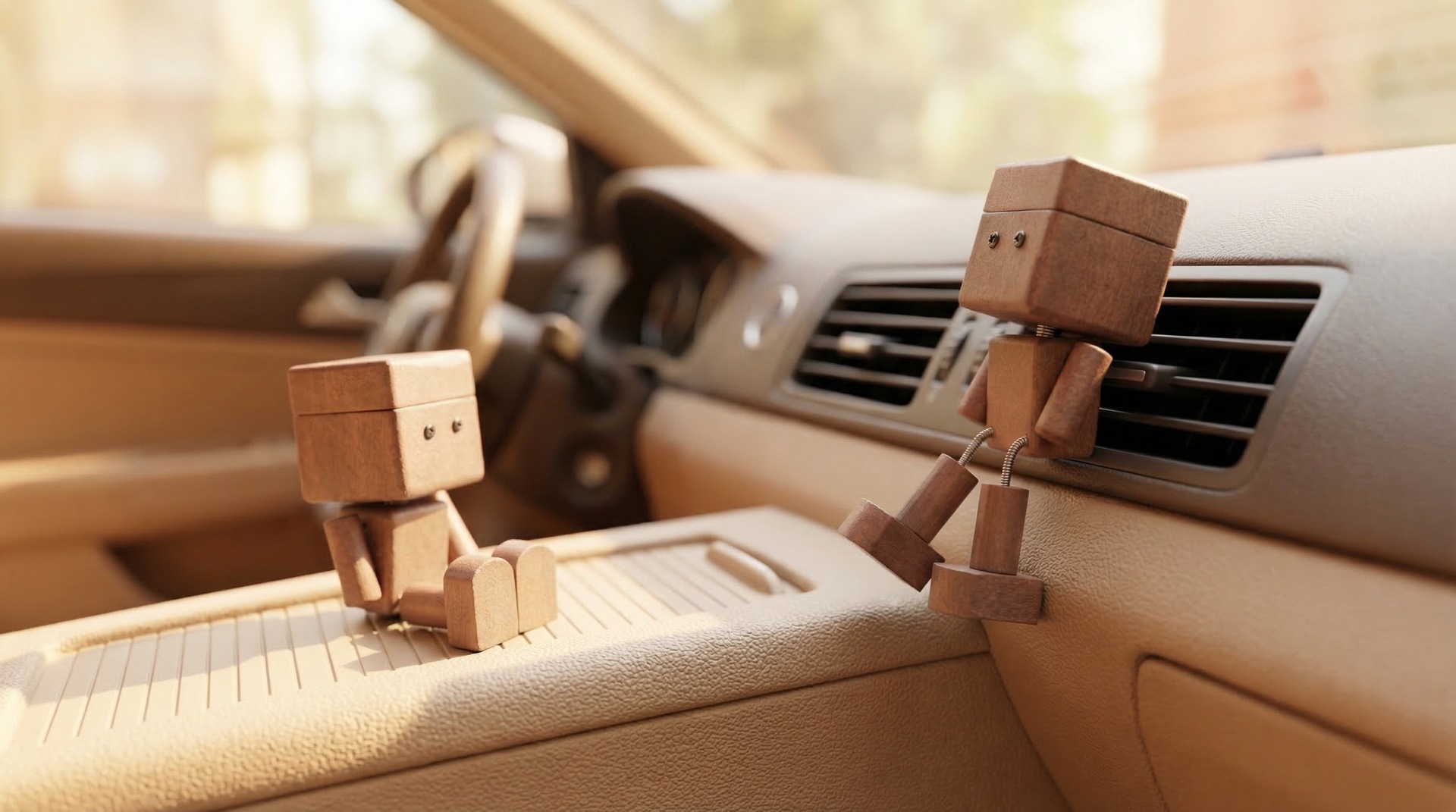 Fun and Creative Wooden Car Decoration with Shaking Legs, High Aesthetic Value, Aromatherapy, and Head-Shaking Feature