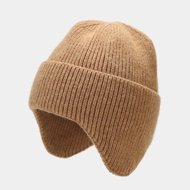 Otoño e Invierno para hombres y mujeres al aire libre todo fósforo protección para los oídos sombrero de punto a prueba de frío cálido jersey de color sólido sombrero de lana pequeño de aspecto facial