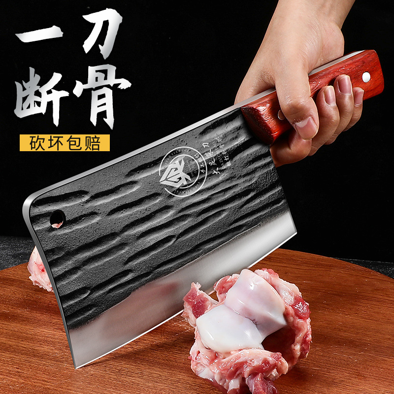 Cuchillo de corte de hueso forjado engrosado para la fábrica de carniceros cuchillo de cocina profesional de carniceros domésticos cuchillo de cocina de tiburón negro forjado