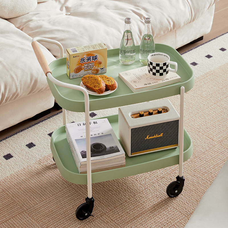 Carrito de viento crema nórdico, estante móvil, sala de estar de pequeño tamaño, mesa de té de ángulo rojo de lujo