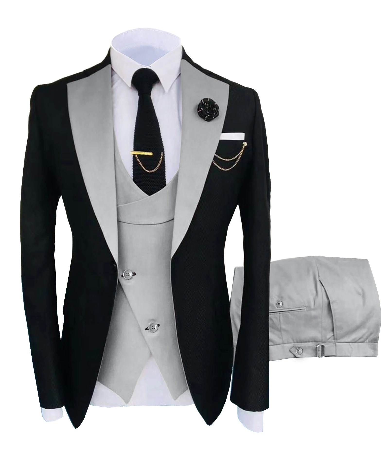 Классический костюм куртка, свадебное платье, жилет, брюки, набор, slim fit