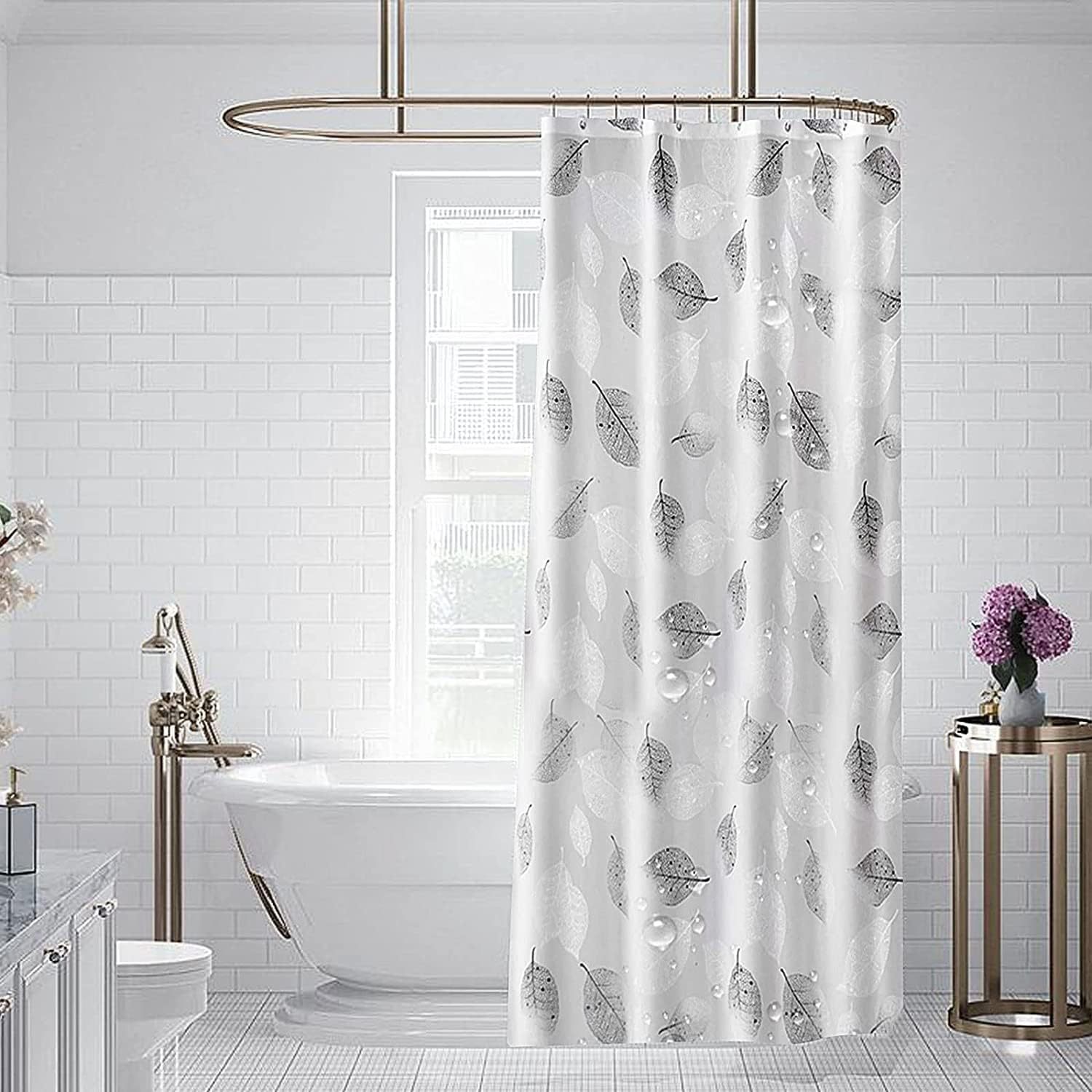 In-Stock 3g Printed Shower Curtain Peva Waterproof Thickened Bathroom Partition Curtain Wholesale Shower Curtain Rings No Drilling Required