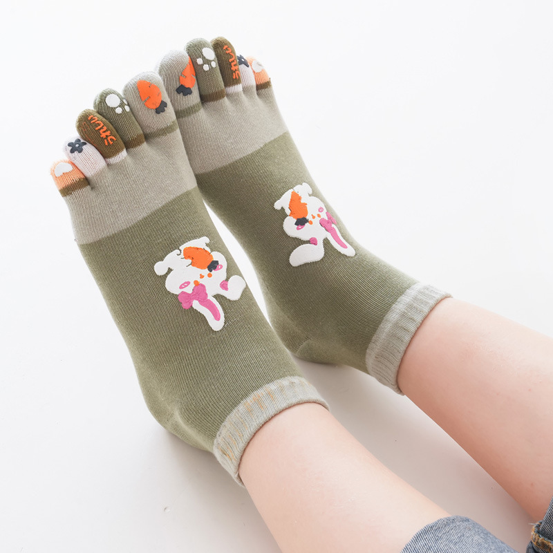 New product women's five-finger cotton cute cartoon spring and…