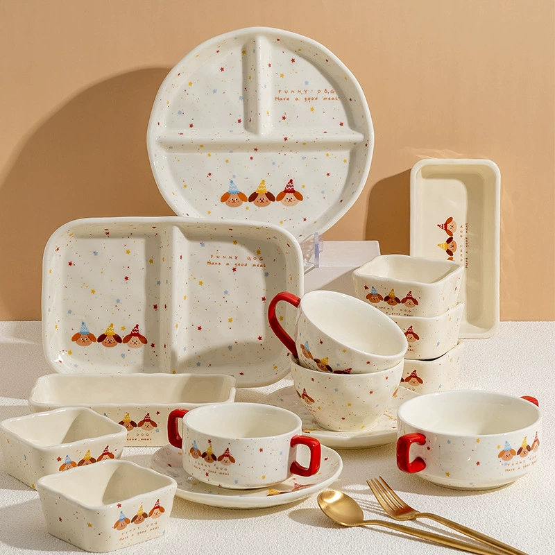 Свежая и милая тарелка для закусок с рисунком в горошек, домашняя десертная миска, салатница, рисница, тарелка с разделителями, чашка и блюдце оптом