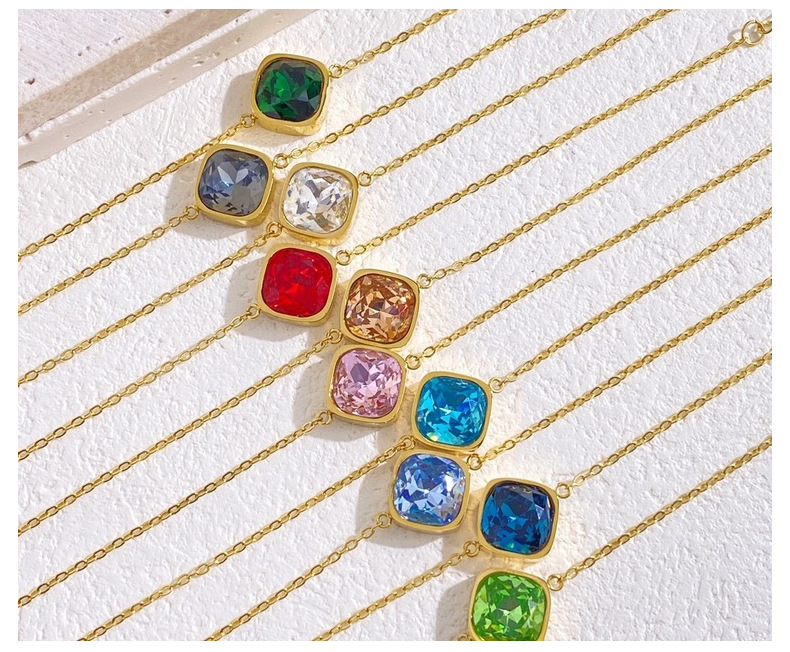 9g Weight Artificial Crystal Pendant Material Pendant Necklace Classification Titanium Steel Chain Material cable chain Chain Type 1 Piece Quantity Holiday, Daily Occasion Artificial Crystal, Titanium Steel Material Geometric Pattern All Seasons Season Unisex Gender Lady Style Lady Geometric Artificial Crystal Titanium Steel Cable Chain Pendant Necklaces Wholesale 20