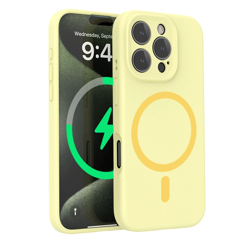 Phone case (Apple) iPhone 13–16, liquid silicone, strong magnetic ring and lens protector