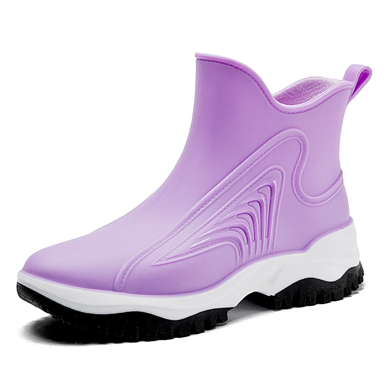 Fashionable and casual short tube two-color rain boots for women…
