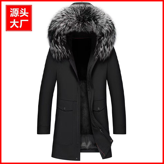 2023 Winter oversize fox fur collar style men's Rex rabbit fur liner mid-length fur parka coat thickened 2023 Winter oversize fox fur collar style men's Rex rabbit fur liner mid-length fur parka coat thickened
