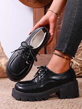 W 50220 Chunky Heel Loafer Slip On Shoes �ָ��ָ���Ь