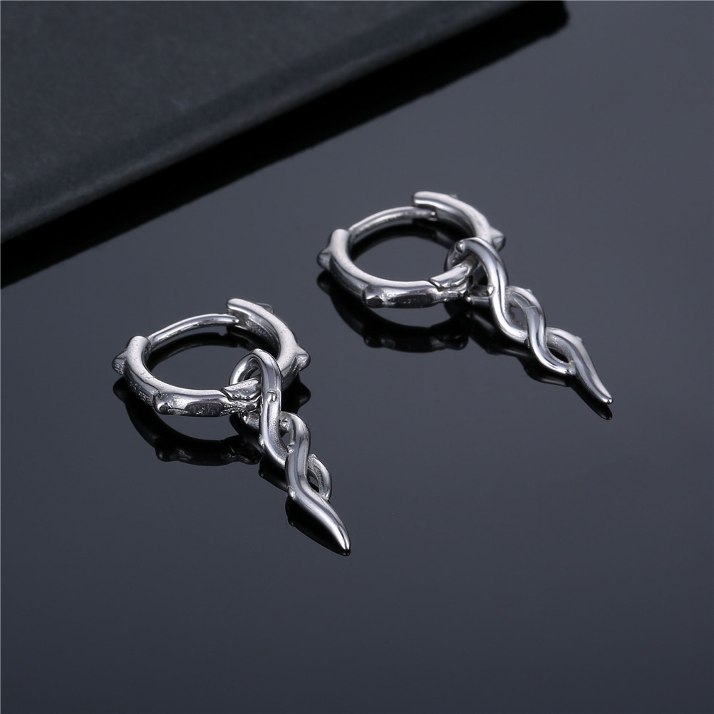 1 Piece Punk Geometric Titanium Steel Vacuum Plating Men'S Drop Earrings display picture 2