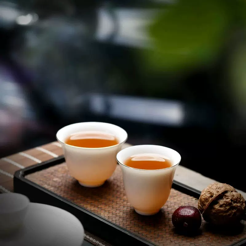 白瓷功夫小茶杯陶瓷泡茶玉兰个人主人杯闻香杯家用白酒杯子小酒盅