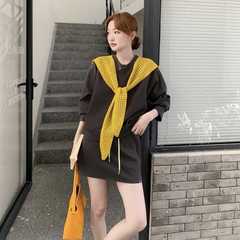 深军绿韩版慵懒风镂空披肩套装裙女2025年秋季新款卫衣短裙三件套