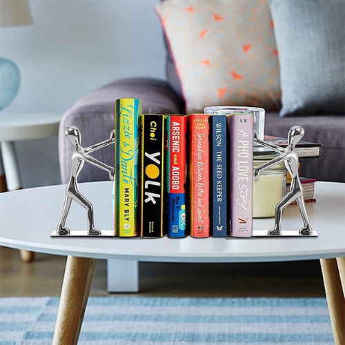 Kung Fu Book Holder Humanoid Book Backrest Ornament Creative Desktop Bookshelf Metal Book End Hand Push Book End Decoration