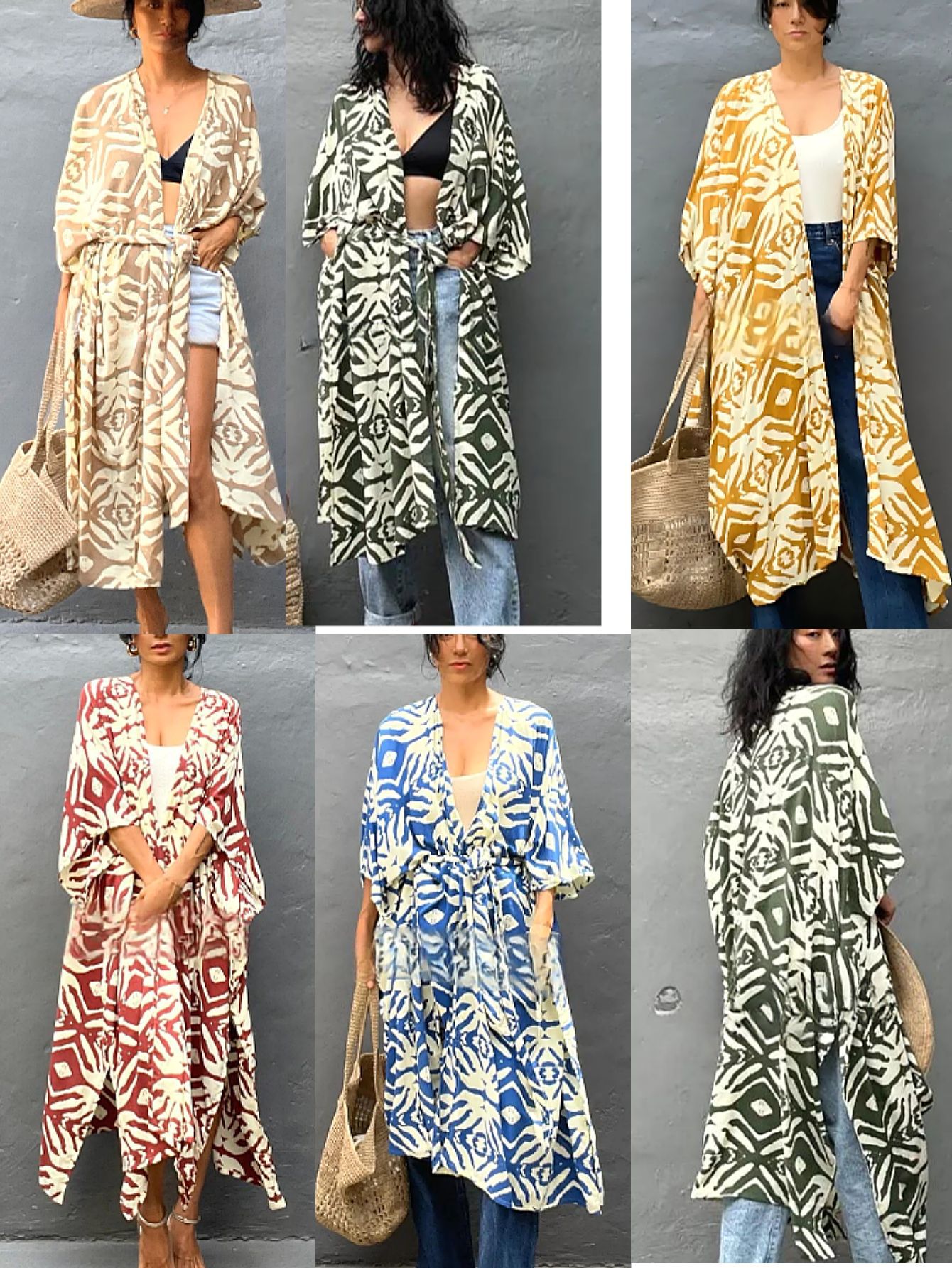 2025 nuevo algodón europeo y americano impresión cardigan vacaciones camiseta protector solar bikini camiseta de baño M0004