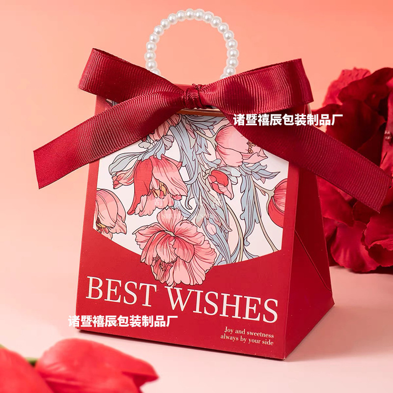 큰 빨간 상자 + 긴 리본 + 진주 반지