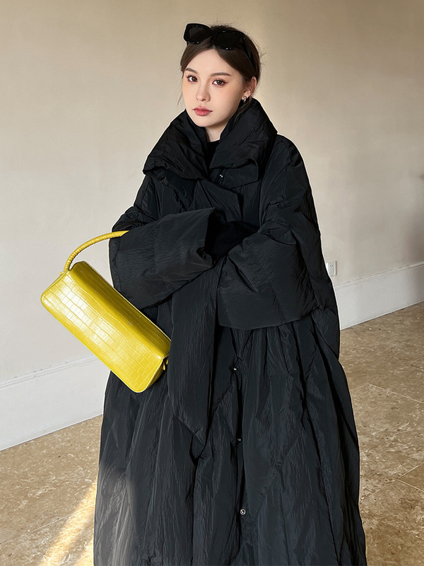 2025年新作女性用大きいサイズ冬用綿入り服、ミドル丈韓国風ゆったり大判キルティング綿入りジャケット、厚手コート|undefined