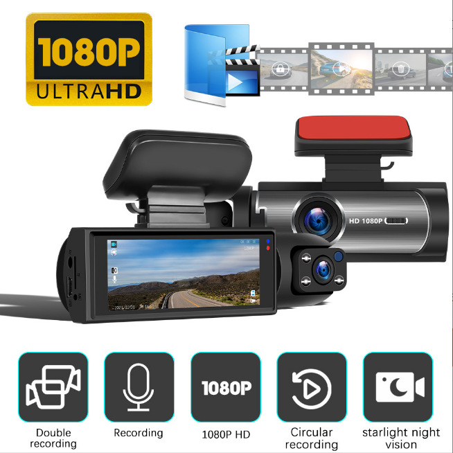Xīn héjīn New M8 HD Dual Lens Car Front Inside 3.16 inch Dash Cam (Driving recorder) - dual-recording-front-rear