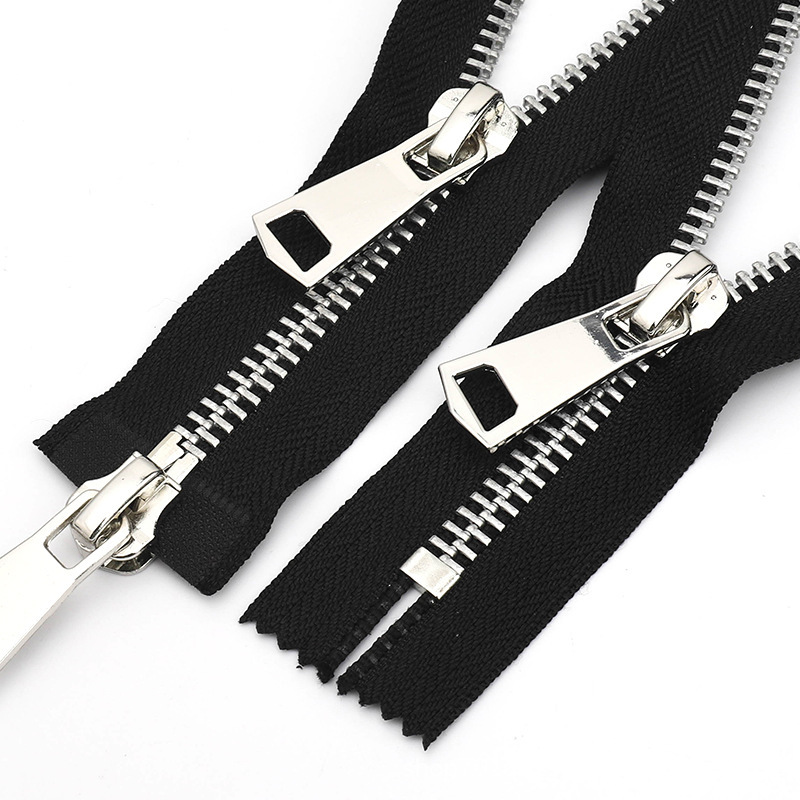 Spot No.8 Double Head Double Zipper Down Jacket Coat Metal Aluminum Y Teeth Black White Lock Head