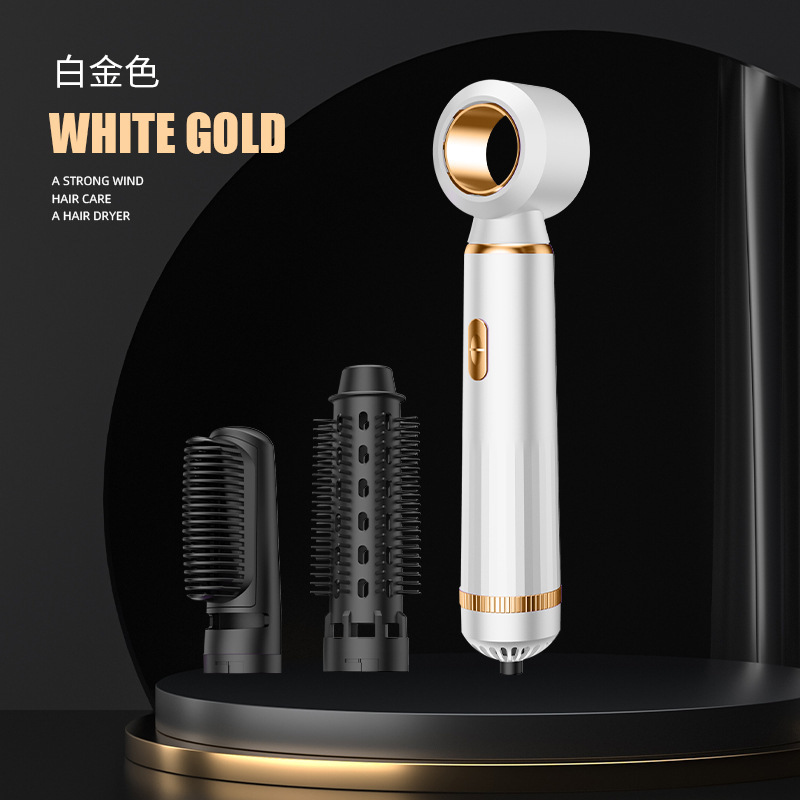 新款跨境热风梳五合一自动卷发器家用宿舍多功能直卷发吹风梳批发|undefined