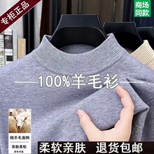 冬季款半高领羊毛衫男纯色加厚宽松休闲百搭羊毛针织打底衫男上衣