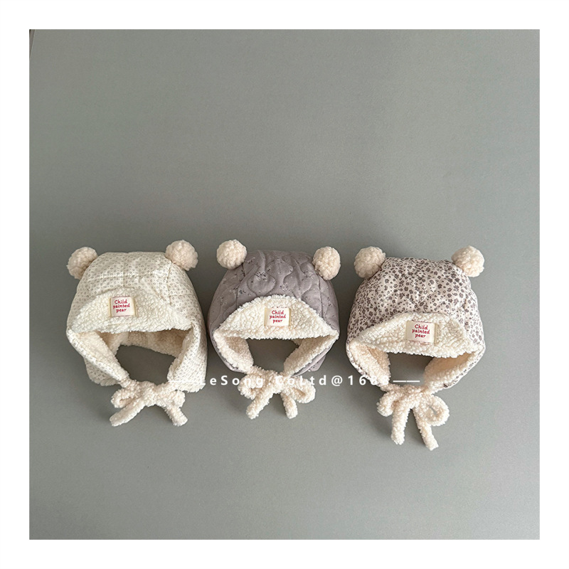 女童雷锋帽~ins婴儿帽子秋冬季韩版宝宝套头帽毛绒加厚保暖护耳帽|undefined