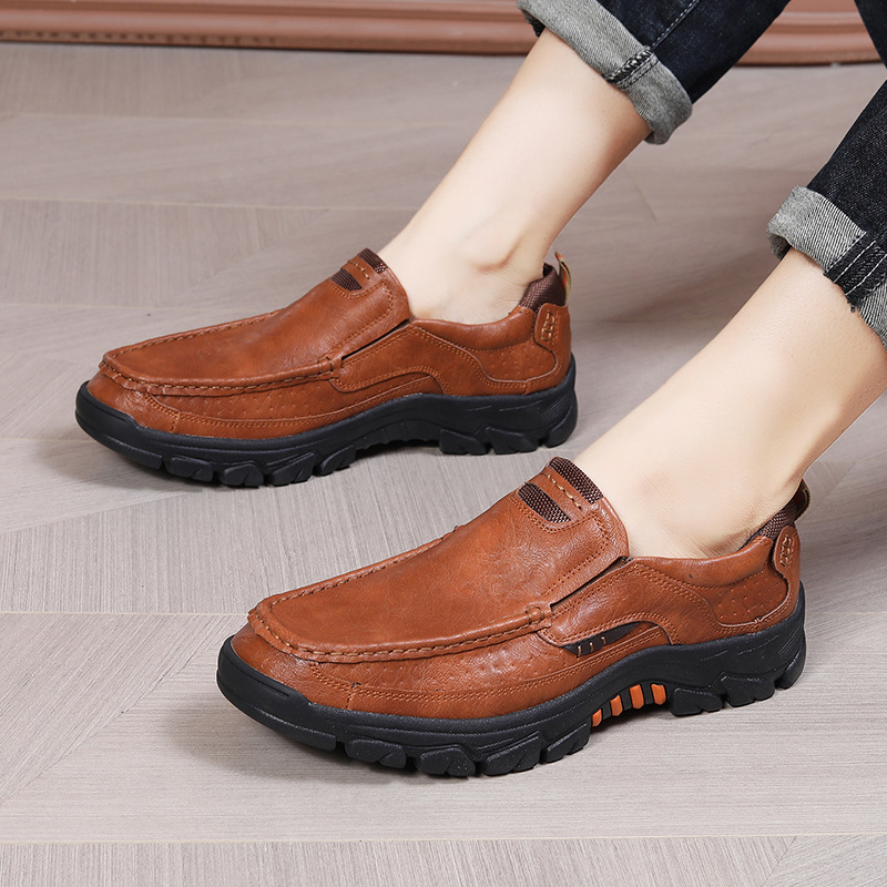 Transfronterizos Amazon zapatos de hombre de verano de alta calidad zapatos de cuero casuales de un pie zapatos Lefour antideslizantes zapatos de papá suaves