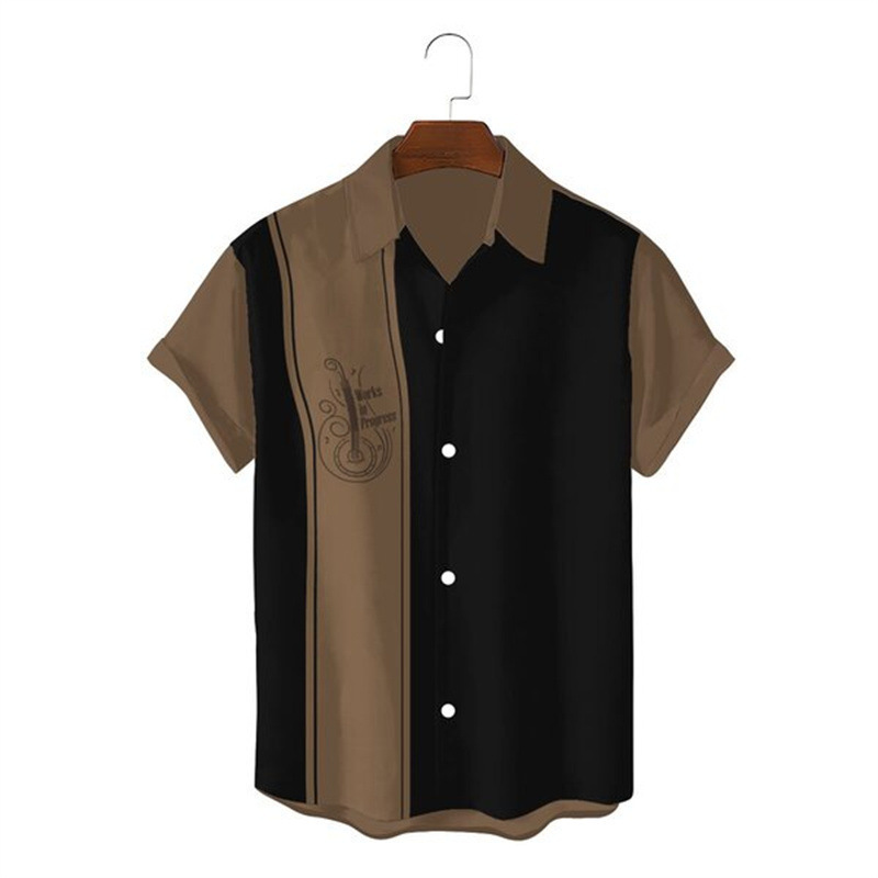 Camisa de manga corta con estampado de primavera y verano transfronterizo de estilo de playa casual hawaiano geométrico de manga corta para hombres Camisa 2024 nuevo estilo