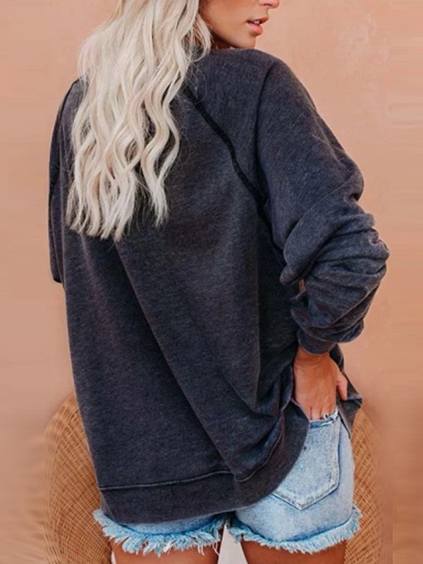 Europa y los Estados Unidos comercio exterior nueva ropa de mujer otoño y invierno camiseta de manga larga camiseta de impresión de letras camiseta de base al por mayor