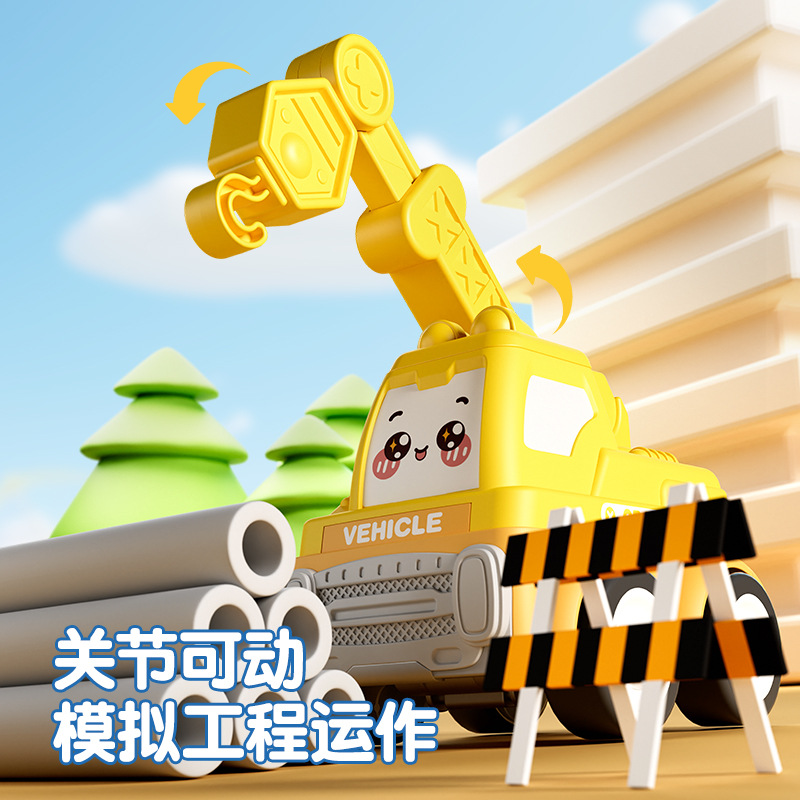 Gran tamaño de dibujos animados inercia vehículo de ingeniería excavadora grúa camión de carga niños inercia 0 - 3 años juguetes