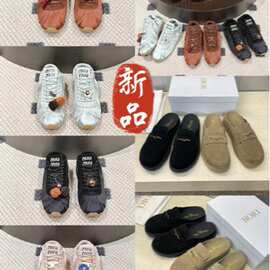 欧美女士明星同款跨境迪拜中东荷兰高端真皮金属扣平底半拖鞋厂批