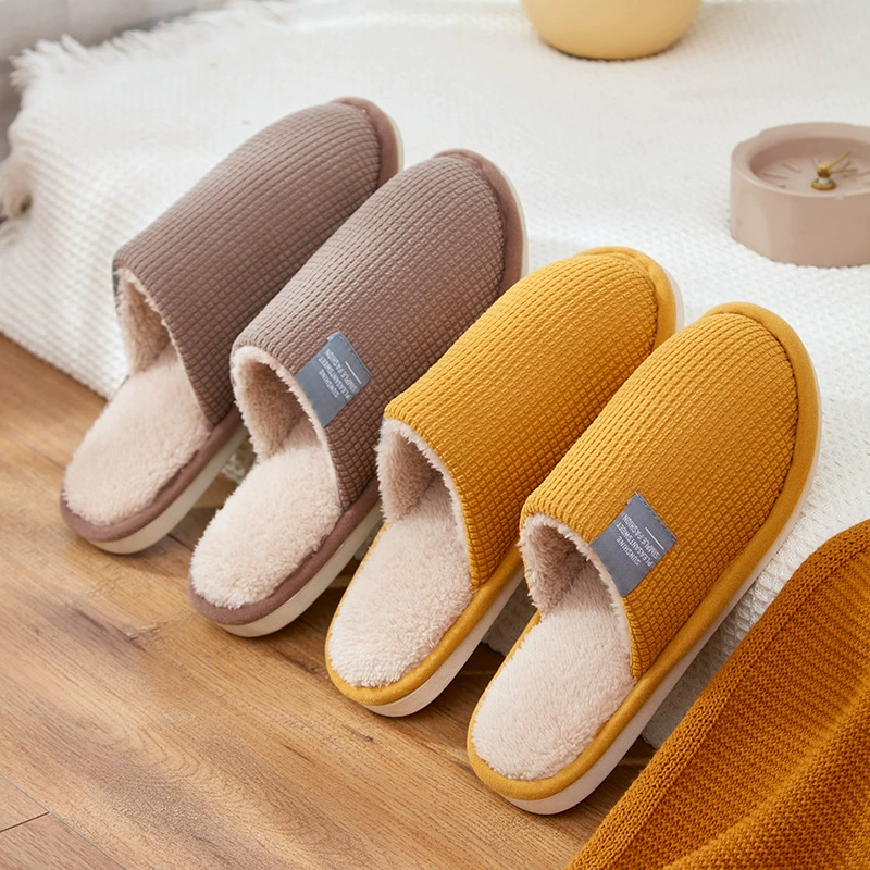 Новые осенне-зимние хлопковые тапочки, женские домашние простые Нескользящие полы, теплая плюшевая обувь для пар оптом