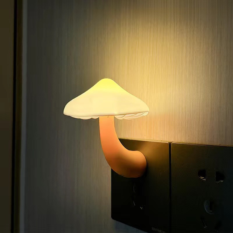 蘑菇光控小夜灯插电灯夜用卧室婴儿喂奶床头睡眠感应护眼创意|undefined