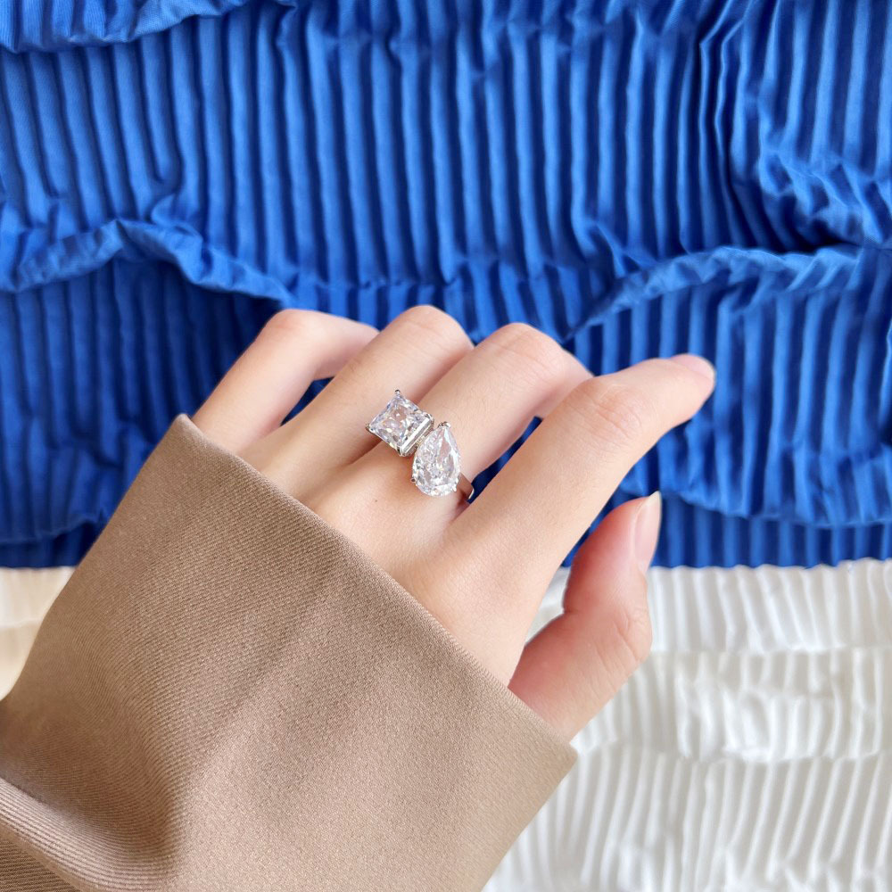 Fashion Geometric Sterling Silver Plating Zircon Rings 1 Piece