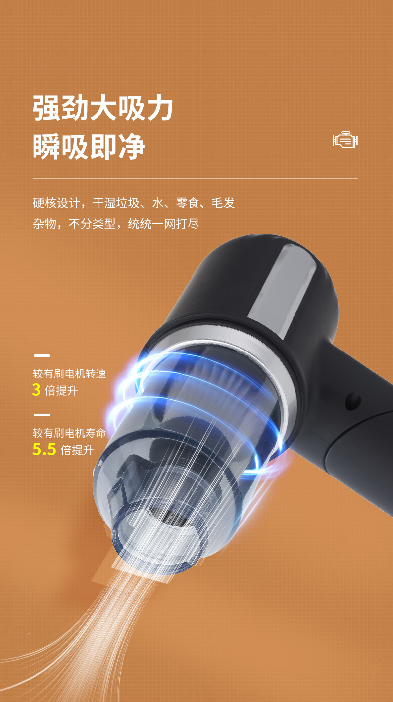 Portable Folding Vacuum Cleaner Household Wireless Charging Handheld Vehicle-Mounted High Suction Desktop Dust Collector