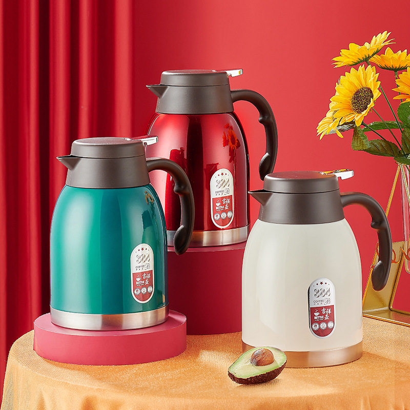 新款304不锈钢真空保温壶 欧式咖啡壶双层暖水瓶大容量热水壶礼品